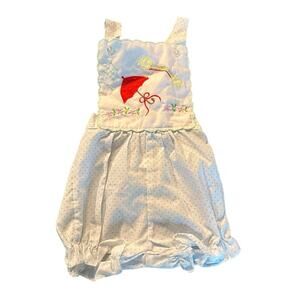 Vintage Apple Tom Baby Girl One Piece Romper Size 12 Months Polkadot Umbrella
